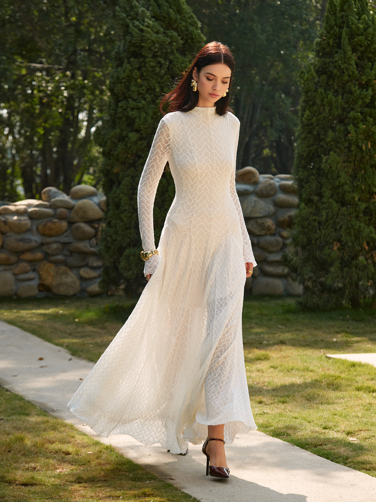 sheer white dress flowy Juliet Chiffon Maxi Dress Gardenia / M main image 0