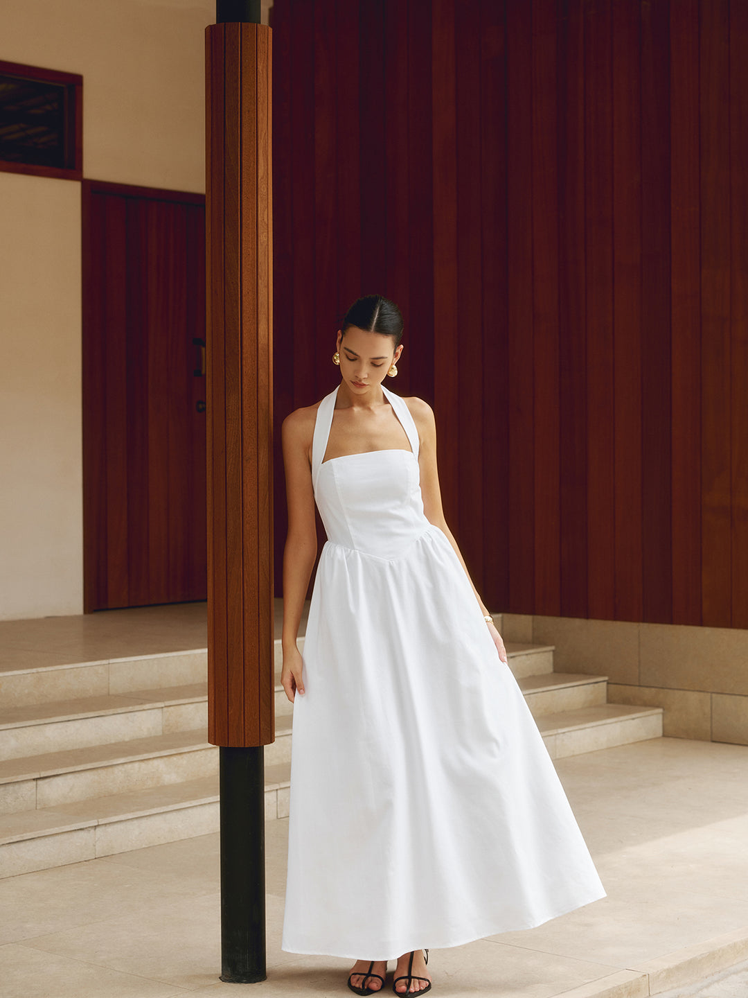 Cotton & Linen Halter A Line Long Dress | COMMENSE Cotton & Linen Halter A Line Long Dress | COMMENSE